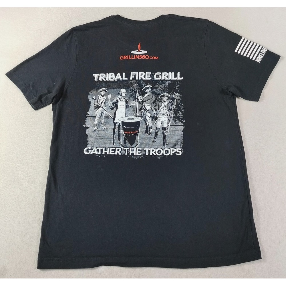 Nine Line Apparel Shirt Mens XL Black Tribal Fire Grill Troops Graphic Tee
